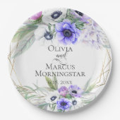 ラベンダーボタニカルバイオレットアネモネフローラブケッツ ペーパープレート (正面)