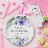 ラベンダーボタニカルバイオレットアネモンブライダルシャワー ペーパープレート (パーティー)