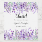 ラベンダーボタニカルフローラパープルグリーン結婚ズ ワインラベル (シングルラベル)