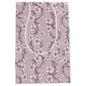 ラベンダーボタニカルフローラ抱き枕 – パープル薄紫 ミディアムペーパーバッグ (正面)