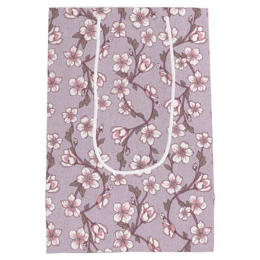 ラベンダーボタニカルフローラ抱き枕 – パープル薄紫 ミディアムペーパーバッグ (裏面)