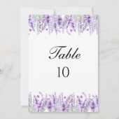 ラベンダーボタニカル結婚フローラのテーブル番号 招待状 (裏面)