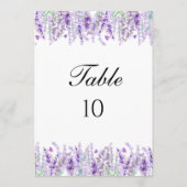 ラベンダーボタニカル結婚フローラのテーブル番号 招待状 (裏面)