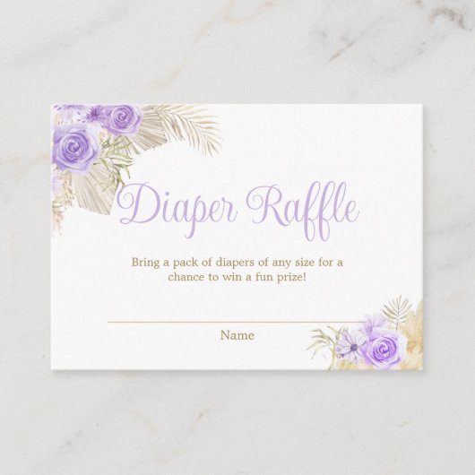 ラベンダーボホパンパスパームフローラパームおむつラッフル エンクロージャーカード (正面)