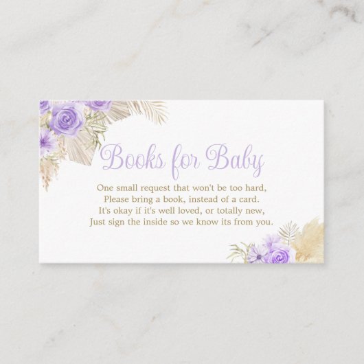 ラベンダーボホパンパスパームフローラパームおむつラッフル エンクロージャーカード (正面)