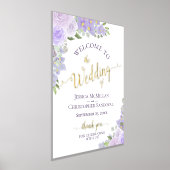 ラベンダーボホフローラエレガントなウェディングウェルカム 箔ポスター (レイダウン)