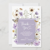 ラベンダーボホワイルドフラワーバタフライベビーイン開花 サンキューカード (正面)