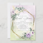 ラベンダーボホ素朴シック幾何学ブライダルシャワー 招待状 (正面)