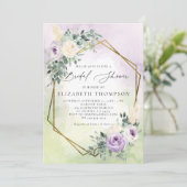 ラベンダーボホ素朴シック幾何学ブライダルシャワー 招待状 (スタンド正面)