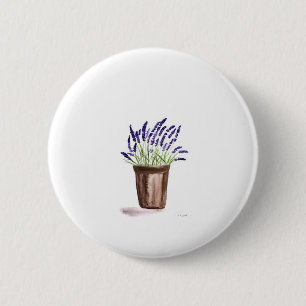 ラベンダーポット花 缶バッジ