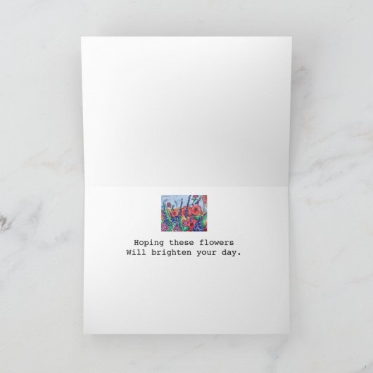 ラベンダーポピー悔やみや弔慰の損失水の色の時間 カード (内部)