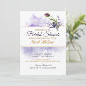 ラベンダーポピー結婚ウォーターカラーブライダルシャワー 招待状 (スタンド正面)
