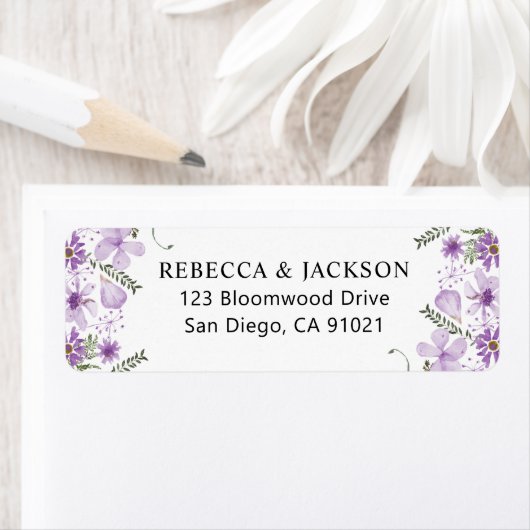 ラベンダーマウヴエレガント差出人住所ラベル ラベル (インサイチュ)