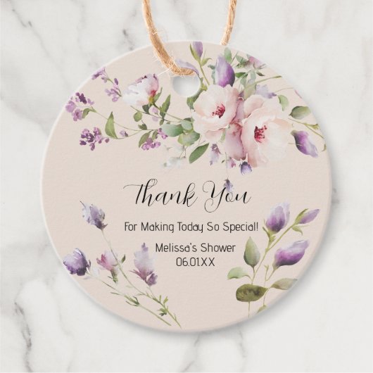 ラベンダーマグノリアサンキューメッセージカード フェイバータグ (正面)