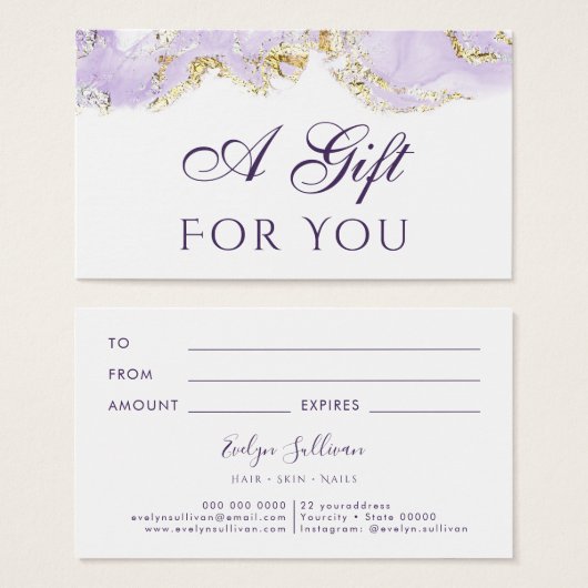 ラベンダーマーリングデザインギフトカード (正面&裏面)