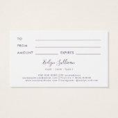 ラベンダーマーリングデザインギフトカード (裏面)