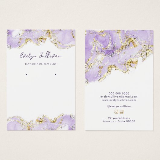 ラベンダーマーリングデザインジュエリー表示カード (正面&裏面)