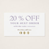 ラベンダーマーリング感謝していデザインユー割引カード (裏面)