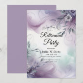 ラベンダーミストとウォーターカラーウィスプ 　リタイアメント 招待状 (正面/裏面)