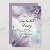 ラベンダーミストと水の色のウィスパー卒業 招待状 (正面/裏面)