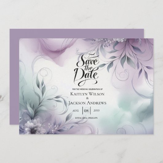 ラベンダーミストと水の色のウィスパー結婚ズ セーブザデート (正面/裏面)