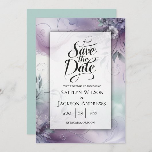 ラベンダーミストと水の色のウィスパー結婚ズ セーブザデート (正面/裏面)