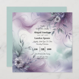 ラベンダーミストと水の色のウィスパー結婚ズ 招待状