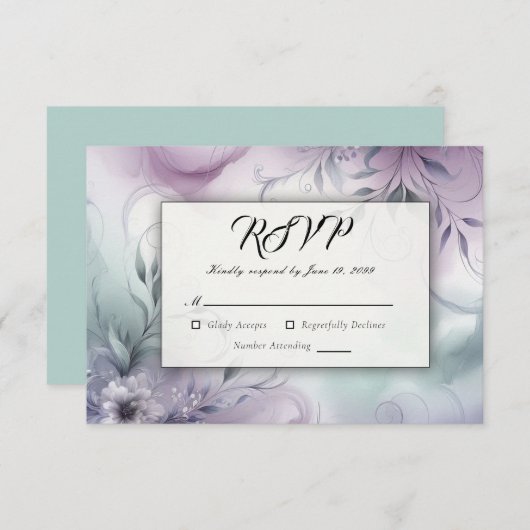 ラベンダーミストと水カラーウィスパー 出欠カード (正面/裏面)