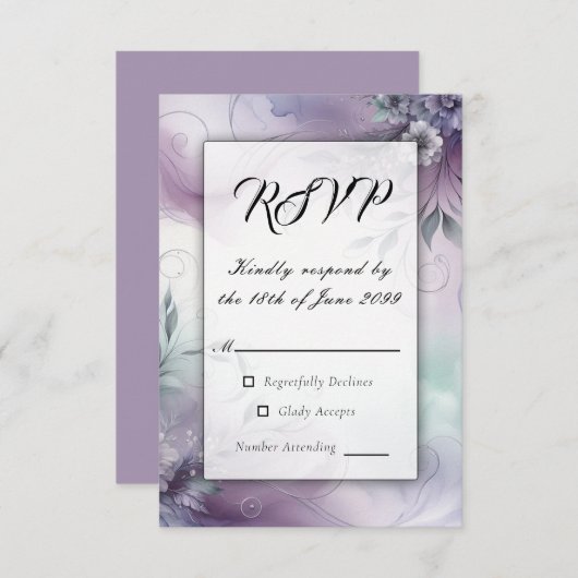 ラベンダーミストと水カラーウィスパー 出欠カード (正面/裏面)