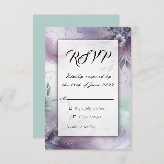 ラベンダーミストと水カラーウィスパー 出欠カード (正面/裏面)