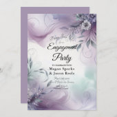 ラベンダーミストと水彩ウィスパー婚約 招待状 (正面/裏面)