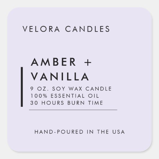 ラベンダーミニマモダンリストキャンドルラベルシール スクエアシール (正面)