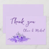ラベンダーミニマリストエレガントなウェディングサンキューカード サンキューカード (正面/裏面)