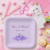 ラベンダーミニマリストエレガントなウェディング紙プレート ペーパープレート (パーティー)