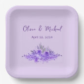 ラベンダーミニマリストエレガントなウェディング紙プレート ペーパープレート (正面)