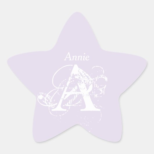ラベンダーミニマルエレガントリストモノグラム名テンプレート 星シール (正面)