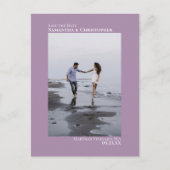 ラベンダーミニマル結婚リストの写真日付を保存 案内ポストカード (正面)