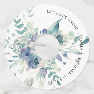 ラベンダーミントウオーターカラーフローラワイングラスラベル ワイングラスタグ