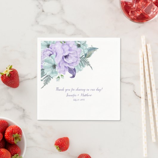 ラベンダーミントパープルウォーター色の牡丹披露宴 スタンダードカクテルナプキン (インサイチュ)