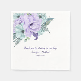 ラベンダーミントパープルウォーター色の牡丹披露宴 スタンダードカクテルナプキン