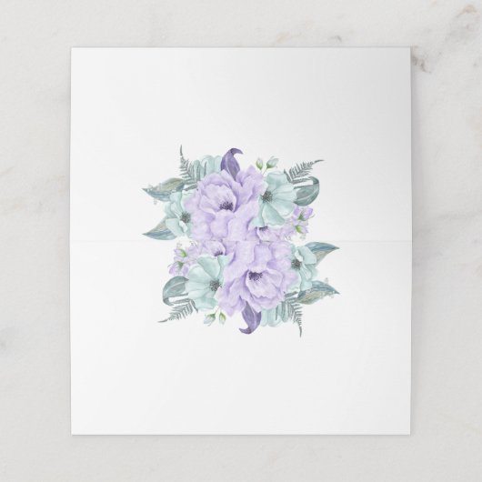 ラベンダーミントパープルウォーター色の牡丹 プレイスカード (外部開封)