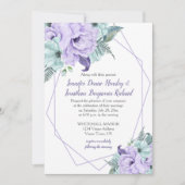 ラベンダーミントパープル幾何学水彩牡丹 招待状 (正面)