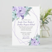 ラベンダーミントパープル幾何学水彩牡丹 招待状 (スタンド正面)