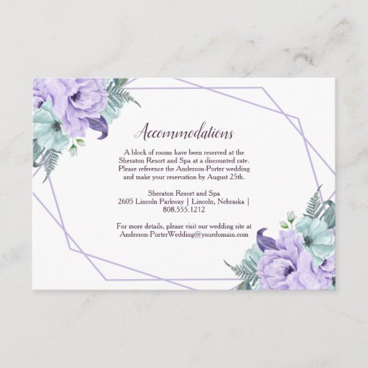 ラベンダーミント水彩 牡丹 花幾何学模様の詳細 エンクロージャーカード (正面)