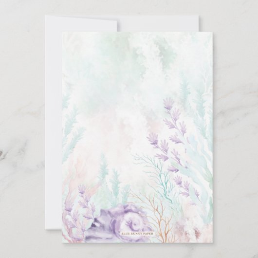 ラベンダーミント海ベビーシャワーアンダーザシー 招待状 (裏面)