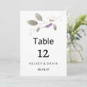 ラベンダーミント金ゴールド水カラーフローラテーブル番号 招待状 (スタンド正面)