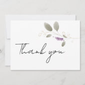 ラベンダーミント金ゴールド水彩フローラ有難う 招待状 (正面)