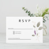 ラベンダーミント金ゴールド水彩フローラRSVP 招待状 (スタンド正面)