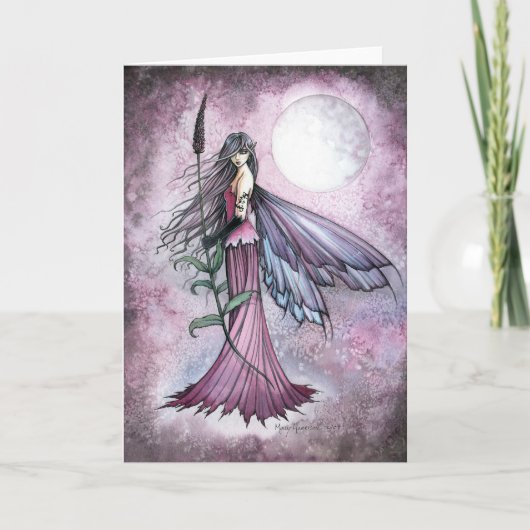 ラベンダームーン 神秘的な幻想の妖精アート カード (正面)