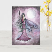 ラベンダームーン 神秘的な幻想の妖精アート カード (黄色い花)